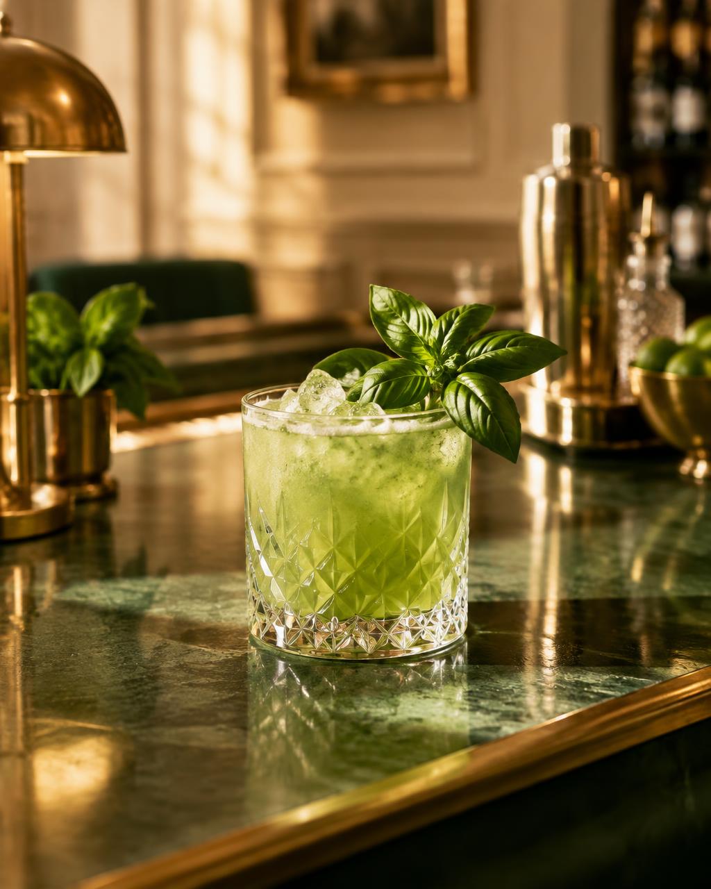 Gin Basil Smash Cocktail im Tumbler